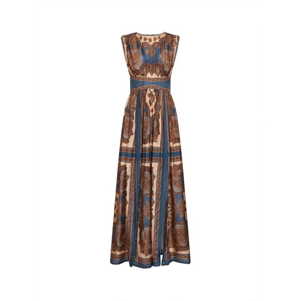 Zimmermann Women Dark Blue Paisley-Print Silk Habotai Mahon Maxi Dress